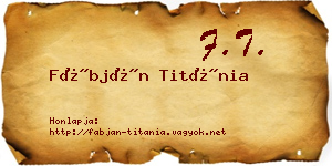 Fábján Titánia névjegykártya